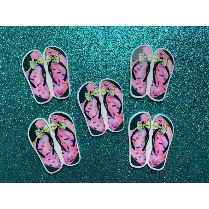 5pc. Donuts by the Pool, Resin Planar Flatbacks, Cabochon, Flip