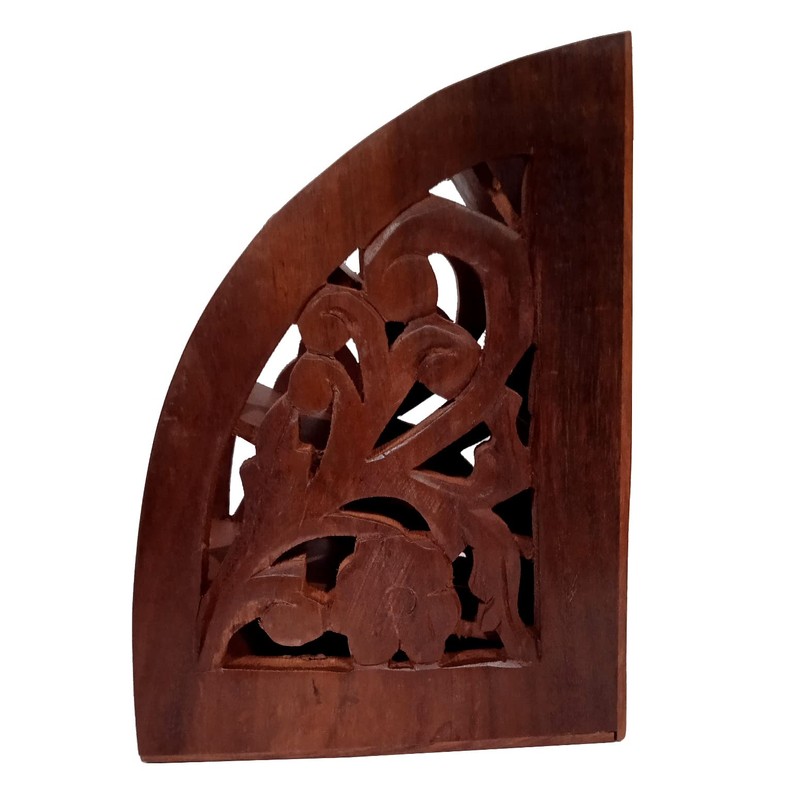 Purpledip Carved Wooden Remote Control Holder Organizer With 5 Slots
