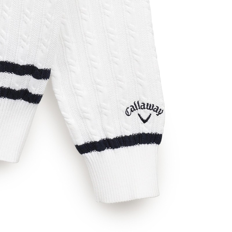 Callaway C25118200 Women's V-Neck Knit (Cable Knitting) / Golf, 1030_white