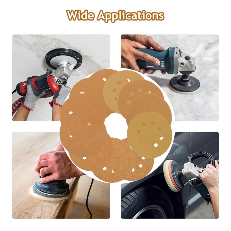 SUPBICCO 5 Inch 8 Hole Sanding Discs Hook and Loop,