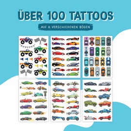 Papierdrachen 100 Particularly Skin-Friendly Children's Tattoos – Tattoos Cars – for Children – for Boys and Girls – Tested & Made in Germany – Set of 25