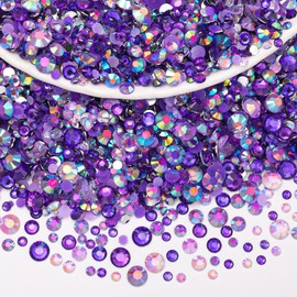 15000 Pcs Purple Resin Rhinestones for Crafting, Flatback 2-6 mm Gems Jelly Rhinestones, Mixed Sizes Purple Bedazzling Gems Crystal for Nail Art Face Makeup Craft DIY Accessories