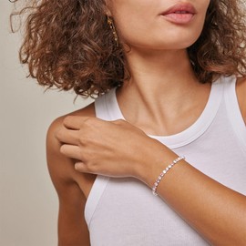 Buywis Tennis Bracelet for Women Birthstone Cubic Zirconia Bracelet Silver Silder Bracelet Birthday Jewellery Graduation Gifts October Birthstone