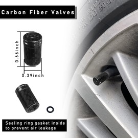 Ziciner 4 PCS Tire Valve Stem Cap Covers, Carbon Fibre Auto Rim Wheel Stem Air Cap Cover Screws, Universal Car Exterior Accessories for Vehicles, Motorcycles, Bikes (Carbon Fibre, Black)