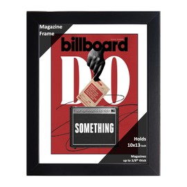 Creative Picture Frames 10 x 13 Magazine Frame with Full-Strength Glass, Holds Up To A 1/4" Thick Media with Installed Hangers for Easy Mounting, 11x14 Black Frame with White Mat