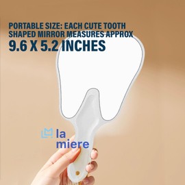 LA MIERE Tooth Shaped Mirror - Handheld Dental Mirror with Handle, Lightweight and Smooth, White