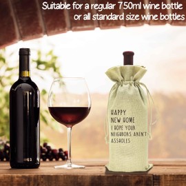 Funny Housewarming Gifts-Unique Congratulations New House New Home Gifts for New Houseowner-Realtor Gift for Clients-Christmas Gift-Moving Away Gifts-Wine Bag-House Blessing Decor-Happy New Home Gift
