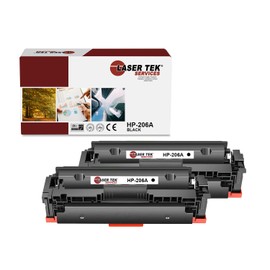 Laser Tek Services Compatible Toner Cartridge Replacement for 206A W2110A Works with HP Color Laserjet Pro M255dw M282 283fdw Printers (Black, 2 Pack) - 1,350 Pages