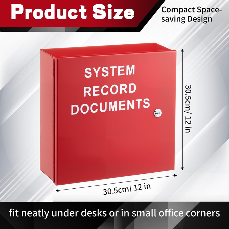 MorningRo System Record Documents Enclosure, Red, Left-hinged Door