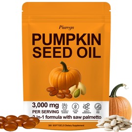 HANSODAP Pumpkin Seed Oil for Hair Growth – 2-in-1 Formula with Saw Palmetto – 3000mg Organic Cold-Pressed Pumpkin Seed Oil per Serving – Non-GMO and Gluten Free – 300 Softgels
