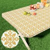misaya Rectangle Vinyl Table Cloth, Elastic Fitted Flannel Backed Tablecloth,