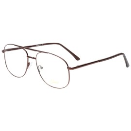 Calabria Juby J5801 Metal Pilot Reading Glasses +4.00 Brown Men Designer Trendy Chic Readers Stylish Durable Eyeglasses 58mm