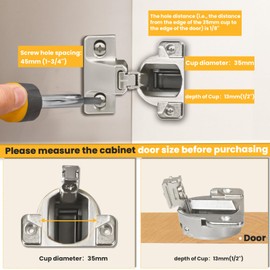 8 Pack Replacement for Blum 110 Degree Screw-in Compact 33 Hinge - 30.310-11.02 Cabinet Door Hinges, Replaces Original 33.3600 Compact 31 and 33 Hinges, Stainless Steel(Mounting Plate Not Included)