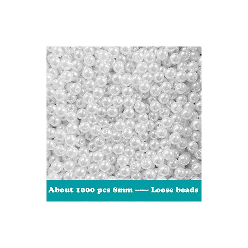 Abalorio de perlas blancas de 8 mm, 1000 piezas, redondas,