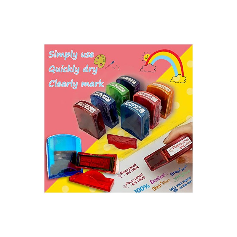 Teacher Stamps for Grading Classroom,Parent Signature Teacher Self-Inking Stamp Set