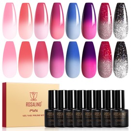 Color Changing Gel Nail Polish, 8 Colors Mood Change Gel Polish