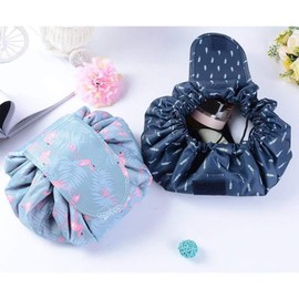 Large Capacity Lazy Makeup Toiletry Bag Drawstring Portable Travel Casual Waterproof Quick Pack Magic Makeup Storage Bag Perfect for Women Girls (feather)