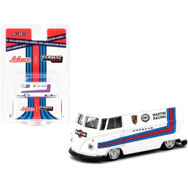 DCD Volkswagen T1 Van Low Ride Height White with Stripes "Martini Racing" "Collaboration Model" 1/64 Diecast Model Car by Schuco