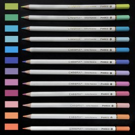 Pastel Colored Pencils Marco Chroma Manga 24 Colors Set in metal Tin (8550-24TN), 2B Hardness, Ideal for Writing Painting Artist Sketching Craft Doodling Manga…