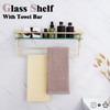 LANC Bathroom Glass Shelf with Towel Bars 20-Inch Floating Tempered