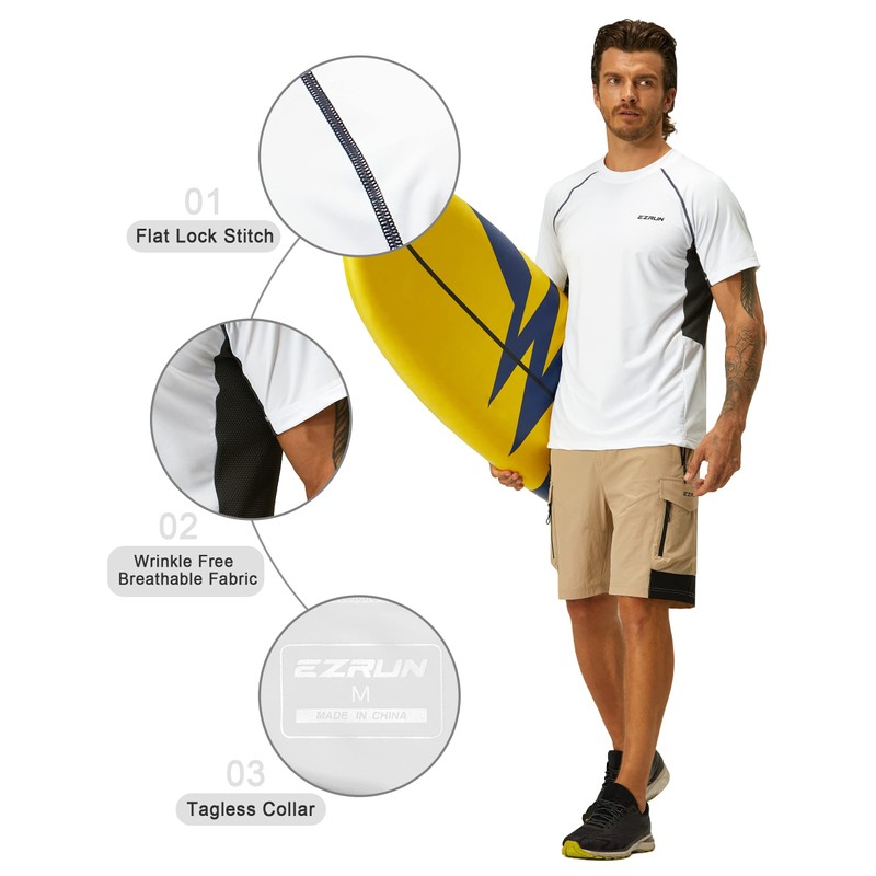 Camisetas de natación para hombre, con protección solar UV 50+,
