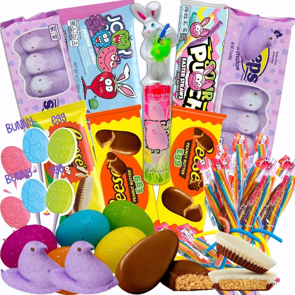 Easter Care Package 35 Count Assortment, Prefilled Easter Basket Gift