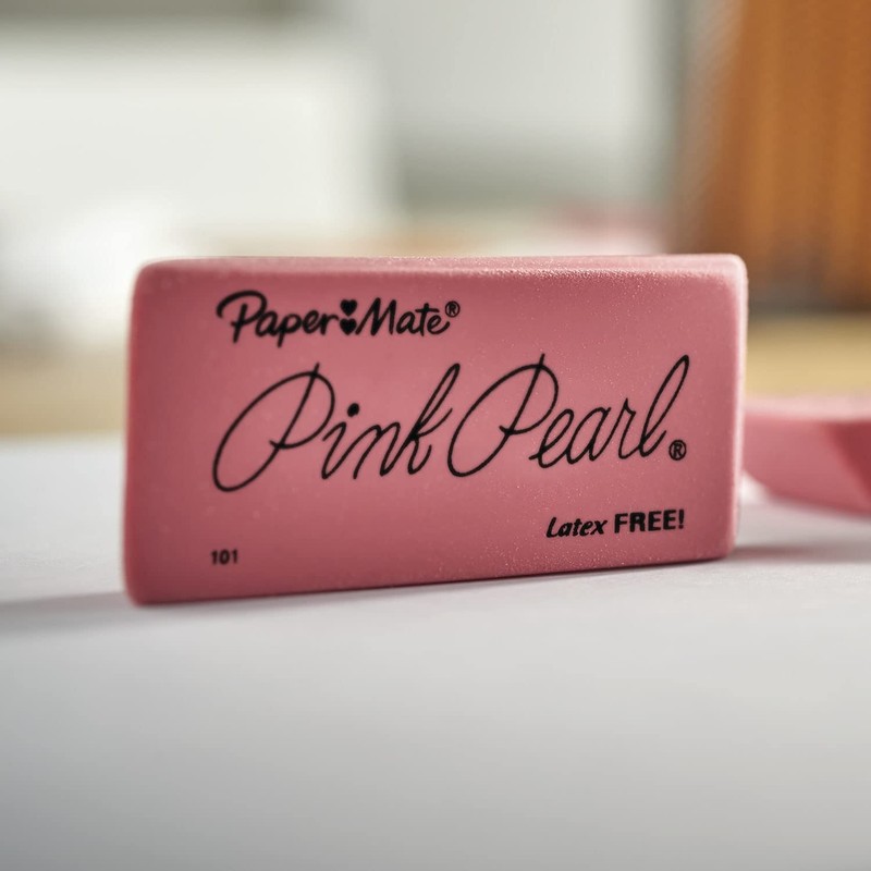 Paper Mate Erasers, Pink Pearl, 12 Count - Latex Free
