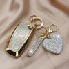 Simocky Key Fob Cover with Diamond Keychain, Compatible with Ford