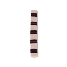 Beams Plus Men's Necktie, Silk Knit Tie, Striped, OFF_WHT