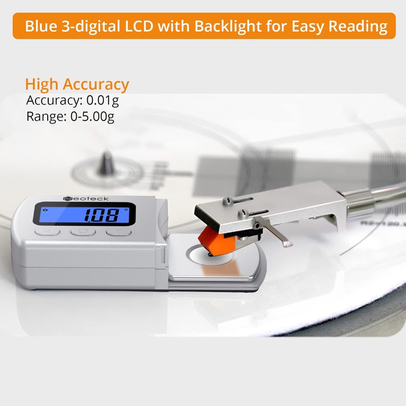 Neoteck Digital Turntable Stylus Force Gauge 0.01g/5.00g with Blue LCD