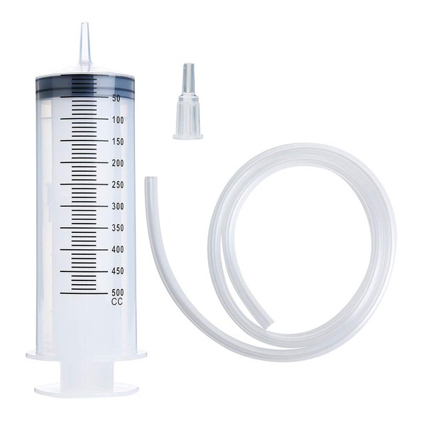 500ml Large Syringe with 27.6 Inch Tube, Sterile and Individual Sealed, Plastic Garden Syringe for Liquid, Paint, Epoxy Resin, Oil, Watering Plants, Refilling