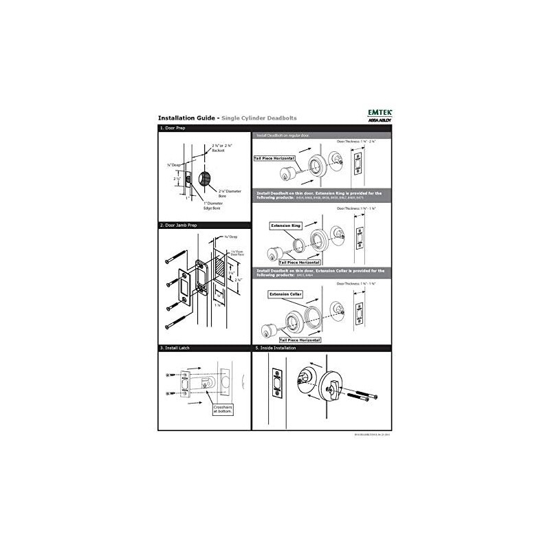 Emtek Hardware Deadbolt, Single Cylinder, Square, Solid Brass, Modern Style,