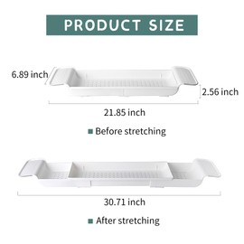 JUSHUMAOYI - Adjustable Bathtub Caddy Tray- Bath Tub Table Caddy -Bath Tray for Bathtub -White