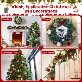 AUTOWT Velvet Christmas Ball Ornaments 12PCS, 3.1 Inch Christmas Tree Ball Hanging Decoration Set, Shatterproof Plastic Flocked Decorative Ornaments for Xmas Festival Holiday Events Party Decor