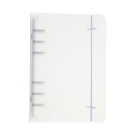 PATIKIL A6 Binder Cover, 1 Pcs PP 6 Ring Round Ring Binder Cover with White Fixing Belt Metal Lock Loose Leaf Binder Protector Refillable Notebook for Meeting Folder, Matte White