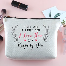 Valentine day Gift for Her Zipper Makeup Bag Travel Cosmetic Bag Wedding Gifts Engagement Gifts for Couples Unique Valentines Day Gifts for Girlfriend