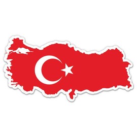 Turkey Map Flag Country Shape - 12" Vinyl Sticker Waterproof Decal
