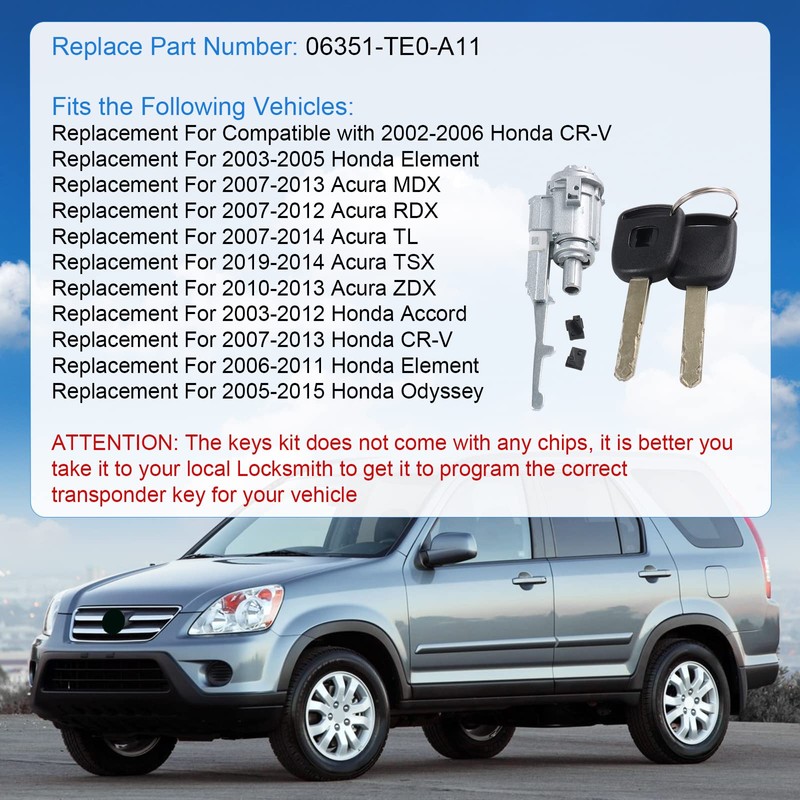 DICMIC Ignition Switch Lock Cylinder with Key Compatible with Honda