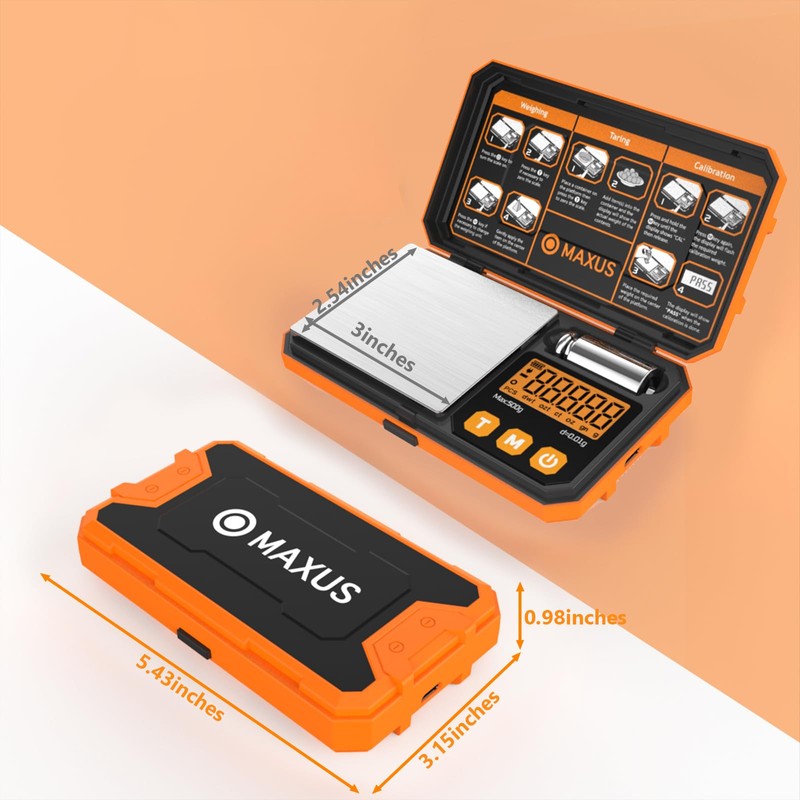 MAXUS 500g x 0.01g Digital Gram Scale with USB and