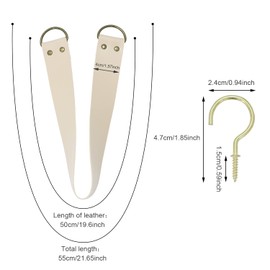 Leather Curtain Tiebacks Vintage Tie Backs for Outdoor Curtains Pull Backs with 2 Metal Hooks Drapery Holdbacks for Office Home Living Room Bedroom 2 Pcs (Beige, Wide)