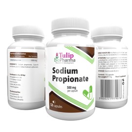Sodium Propionate (Propionic Acid) 500mg 120 Capsules, 3rd Party Lab Tested, High Strength Supplement, Gluten and GMO Free