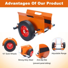 lukar Heavy Duty Panel Dolly, 1100LBS Capacity Door Dolly Panel Mover, Adjustable Clamp Panel Cart with 10" Solid Rubber Wheels, Drywall Mover for for Wood Panels, Doors and Drywall Sheet