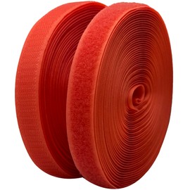 ECOHomes 3/4 Inch Wide x 33 FT Sew On Hook And Loop Tape for Fabric Roll, Sewable Sew-On Strips for Fabric, Clothing, Clothes | Non Adhesive Sewing Fabric Fastener Straps, Easy Sew In, Strong Grip Red