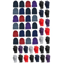 Yacht & Smith Wholesale Beanie and Glove Winter Bulk Kit, Kids Adults Bulk Sets, Homeless Donation Shelters