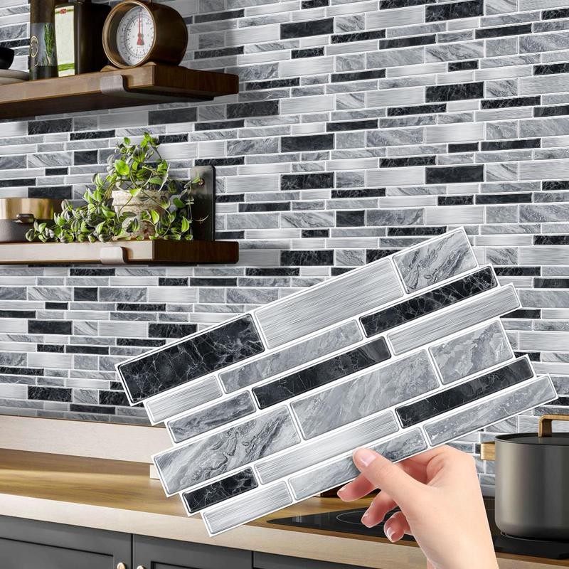 Marble Pattern Wall Sticker, 12/24/48pcs Self Adhesive Peel & Stick