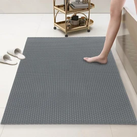HOMBYS 47 x 32 Extra Large Shower Mat for Shower Stall Tub, Non Slip Bath Mat Bathroom Accessories, PVC Mats for Shower and Bathroom, Quick Drying, (Gray, 47"x32")