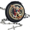 PLONKLY St Michael & St Benedict Hematite Rosary Necklace for