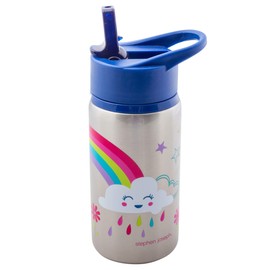 Stephen Joseph Stainless Steel Water Bottles, 18 OZ, Straw lid, Reusable tumbler, Insulated, Rainbow