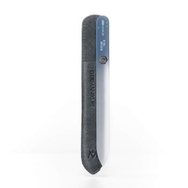 GERMANIKURE Mantra Glass Nail File in Suede Case, Ethically Made in Czech Republic - Professional Manicure & Pedicure Tools for Smooth Easy Shaping of Natural Fingernails