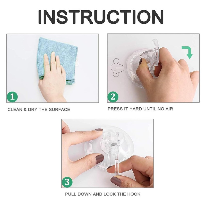 GlobaLink Suction Hooks, 4 Pack Clear Reusable Heavy Duty 3KG